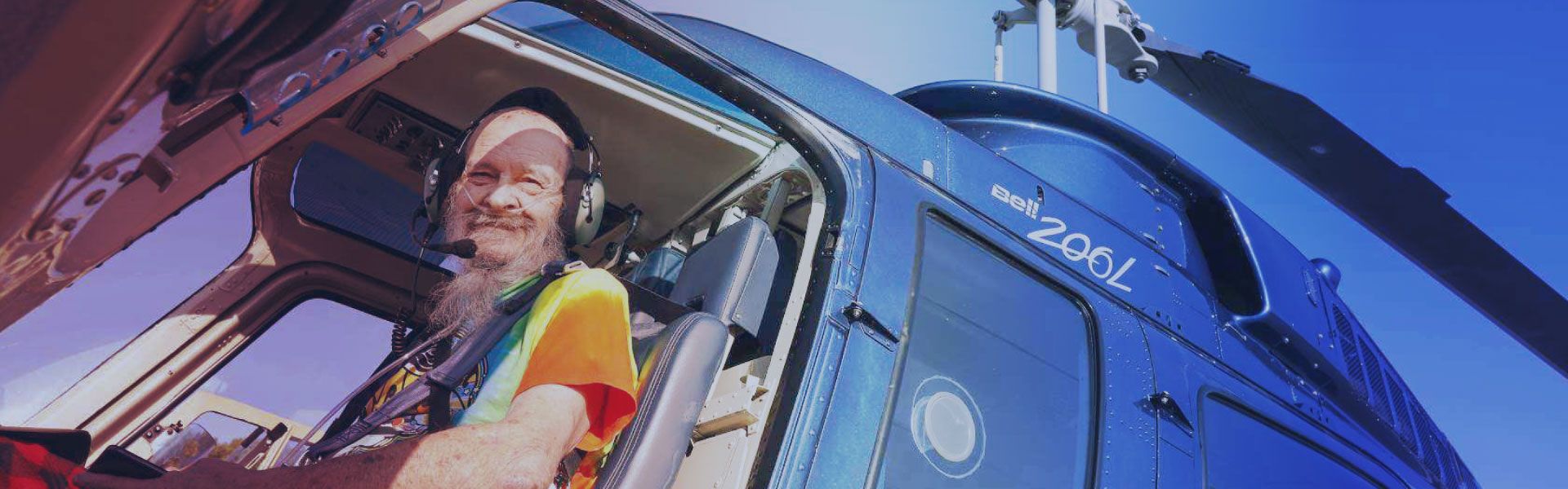 Gerald in helicopter